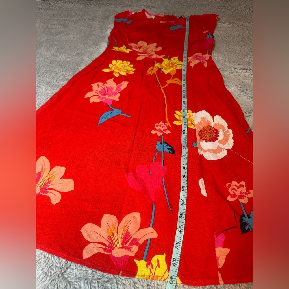 LOFT Petites Red Floral Fit & Flare Dress – Size 6P - Picture 13 of 14